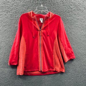 Weekends Chicos Womens Jacket 3 Extra Large Coral Fuchsia Zip Front‎ Pockets